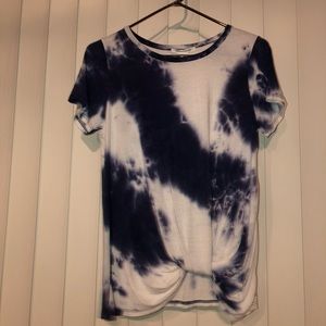 Blue tie dye twist top